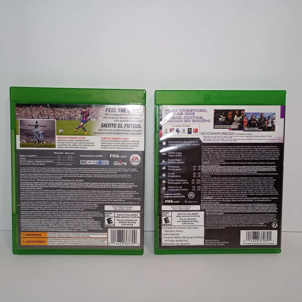 FIFA 15 (Microsoft Xbox One, 2014) FIFA 21 (Microsoft Xbox One, 2020) EUC Tested